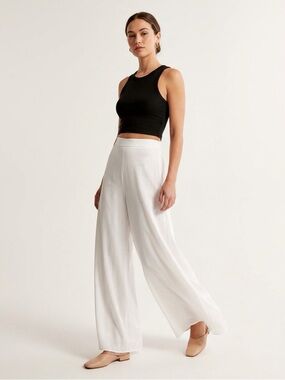 ZARA White Wide Leg Flow Pants Size S